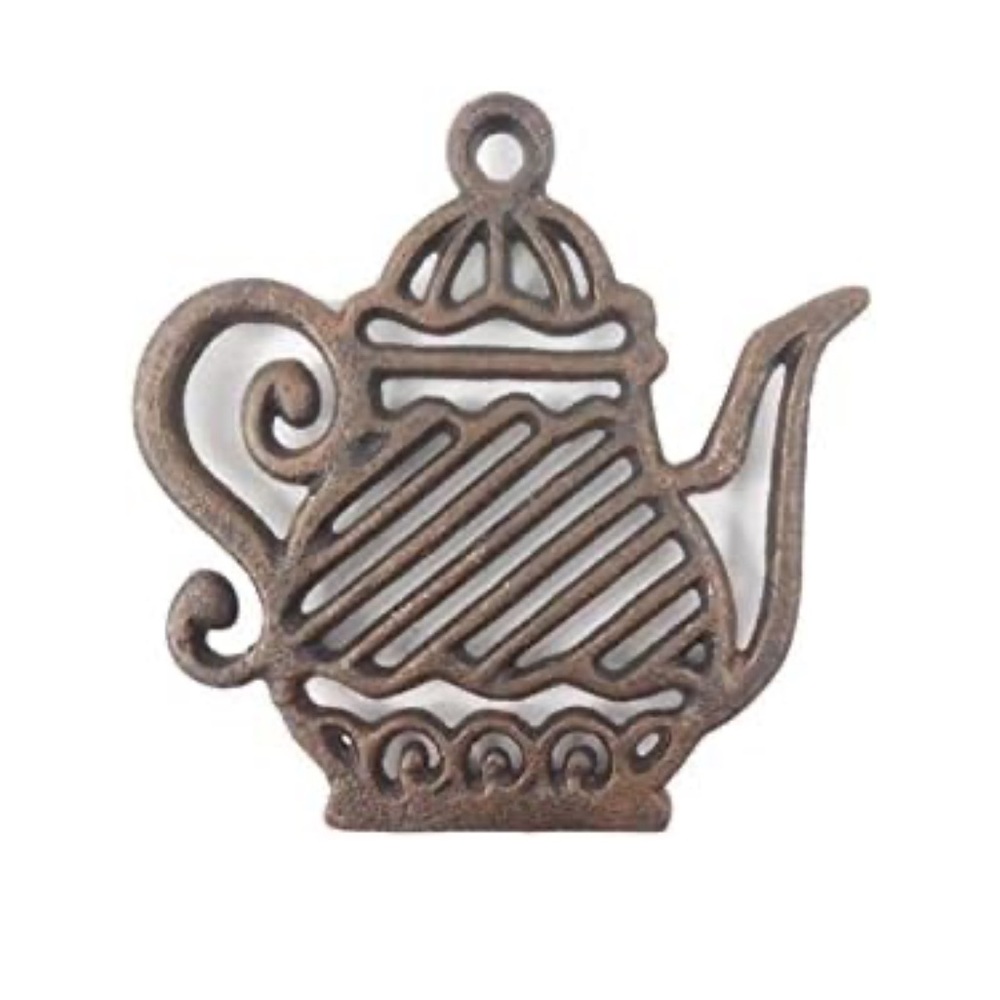 Rustic Copper Cast Iron Teapot Trivet 9"